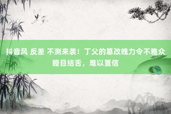 抖音风 反差 不测来袭！丁父的篡改魄力令不雅众瞪目结舌，难以置信