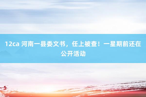 12ca 河南一县委文书，任上被查！一星期前还在公开活动